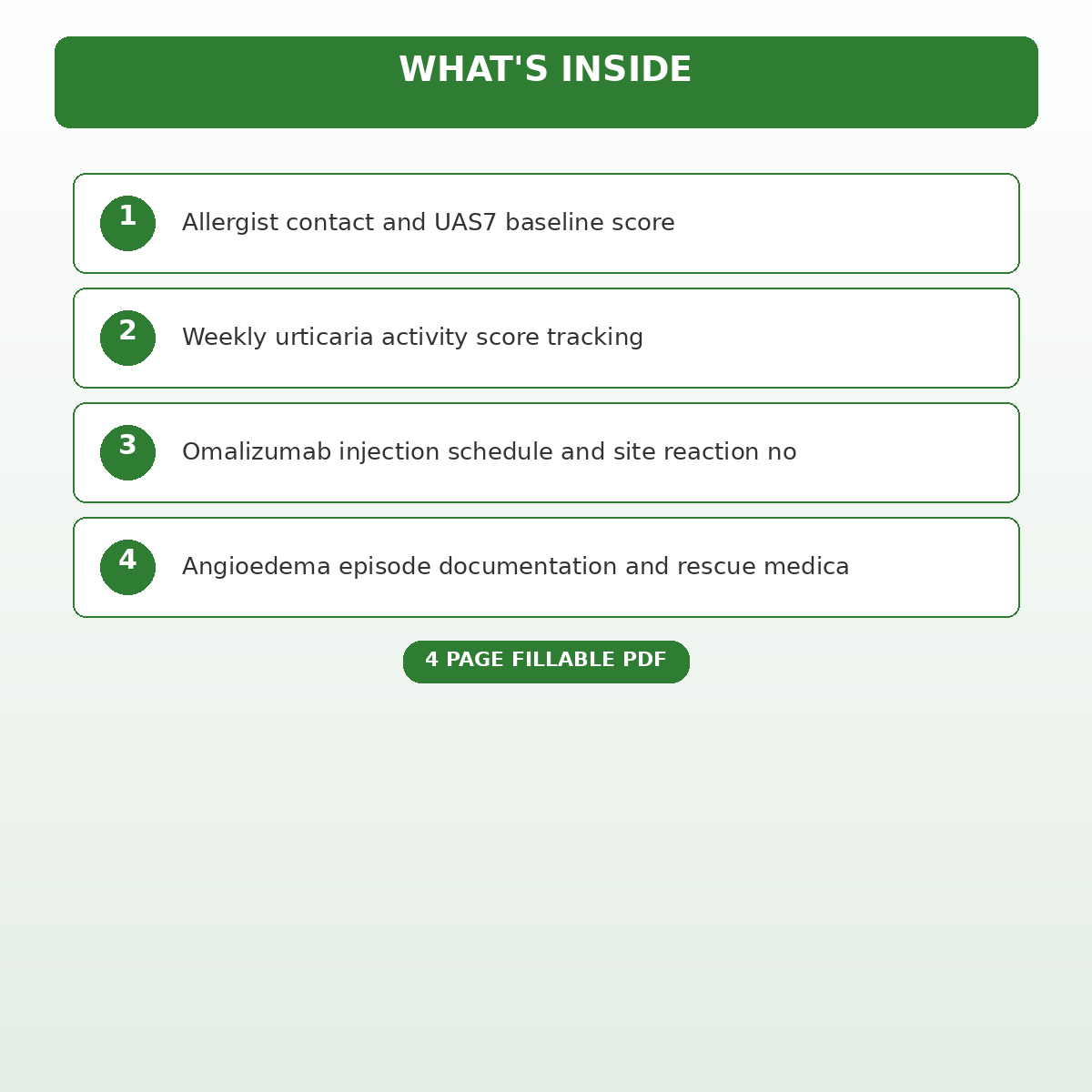 Chronic Spontaneous Urticaria Biologic Therapy Response Log - Image 5