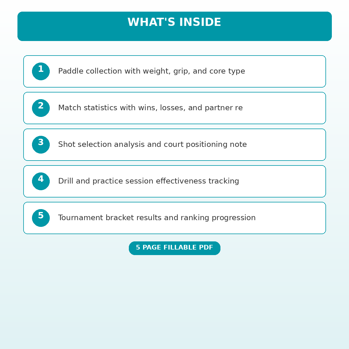 Pickleball Paddle Collection and Match Statistics Log - Image 4