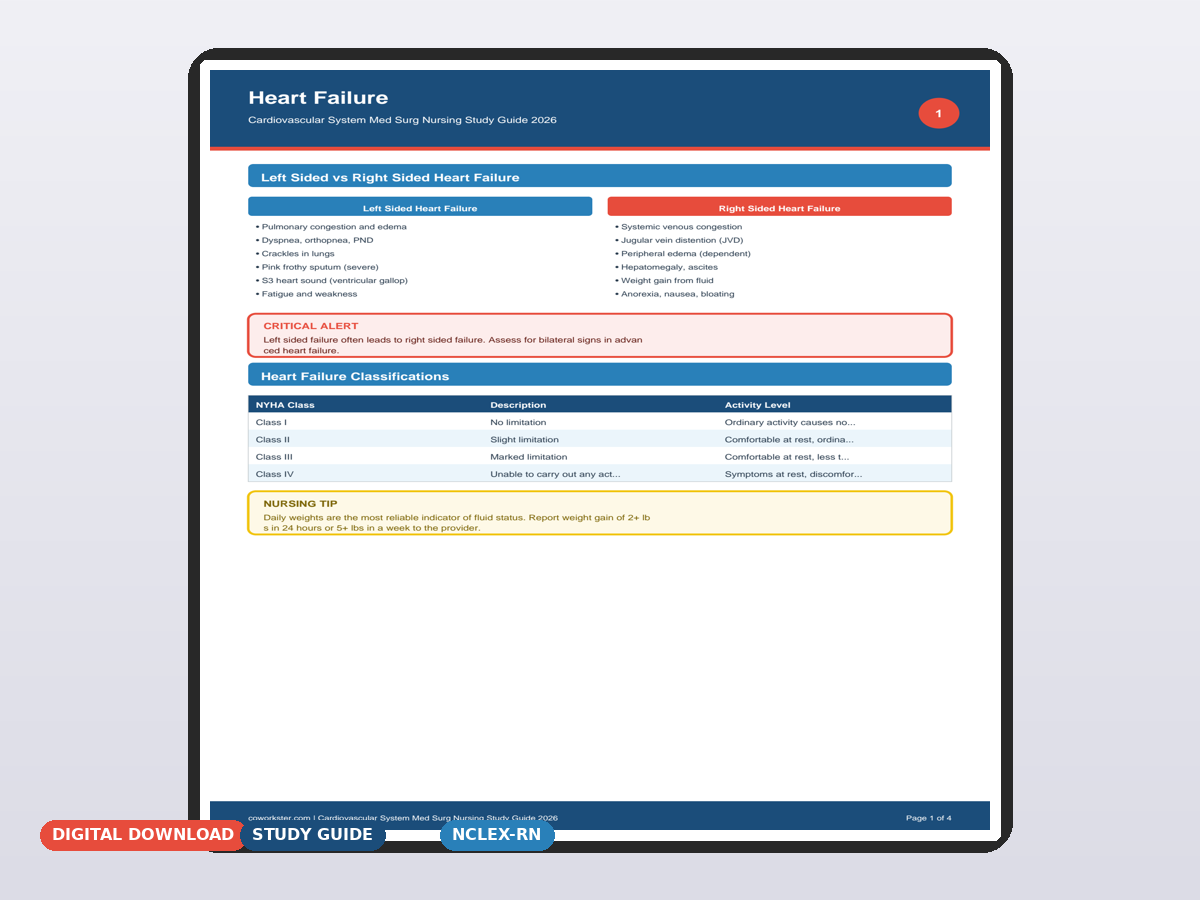 Cardiovascular System Med Surg Nursing Study Guide 2026