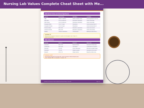 Nursing Lab Values Complete Cheat Sheet with Memory Tricks 2026 | N...