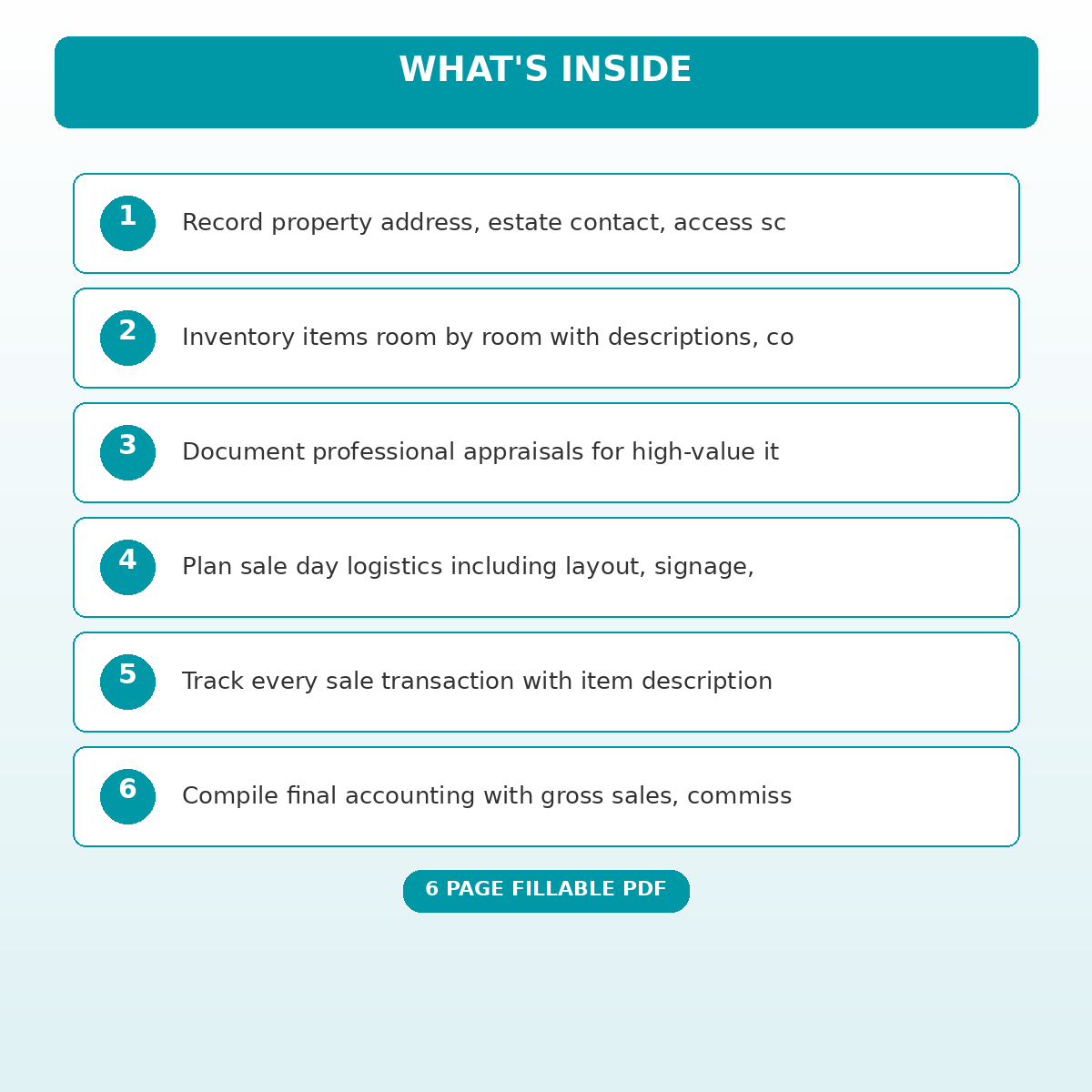 Estate Sale Inventory Appraisal and Liquidation Planning Record - Image 5