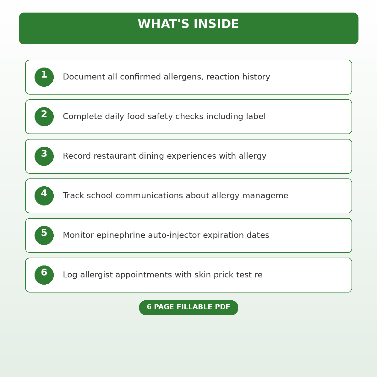 Food Allergy Emergency Action Plan and Daily Exposure Prevention Record - Image 4