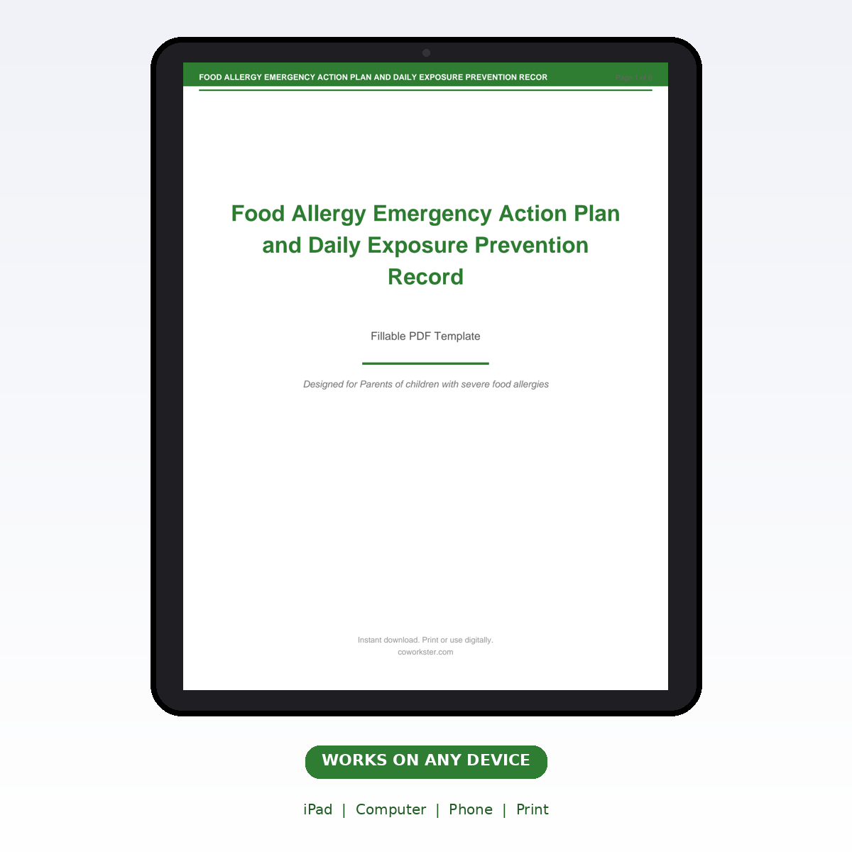 Food Allergy Emergency Action Plan and Daily Exposure Prevention Record - Image 6