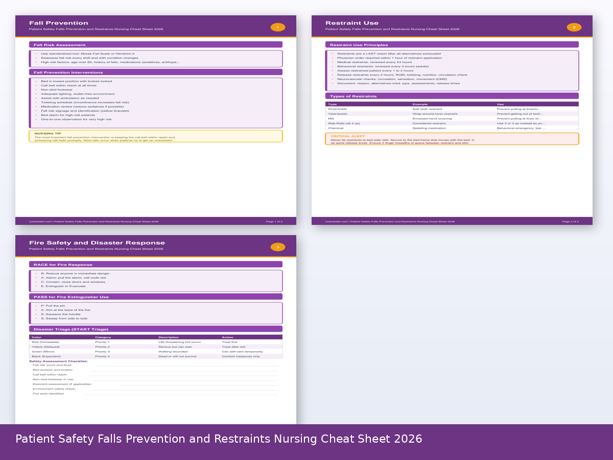 Patient Safety Falls Prevention and Restraints Nursing Cheat Sheet 2026 - Image 3
