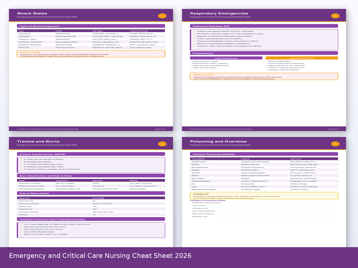 Emergency and Critical Care Nursing Cheat Sheet 2026 - Image 2