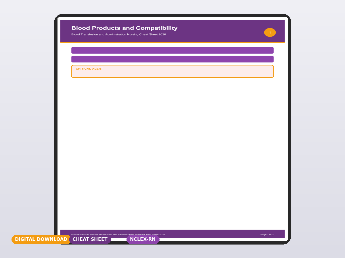 Blood Transfusion and Administration Nursing Cheat Sheet 2026