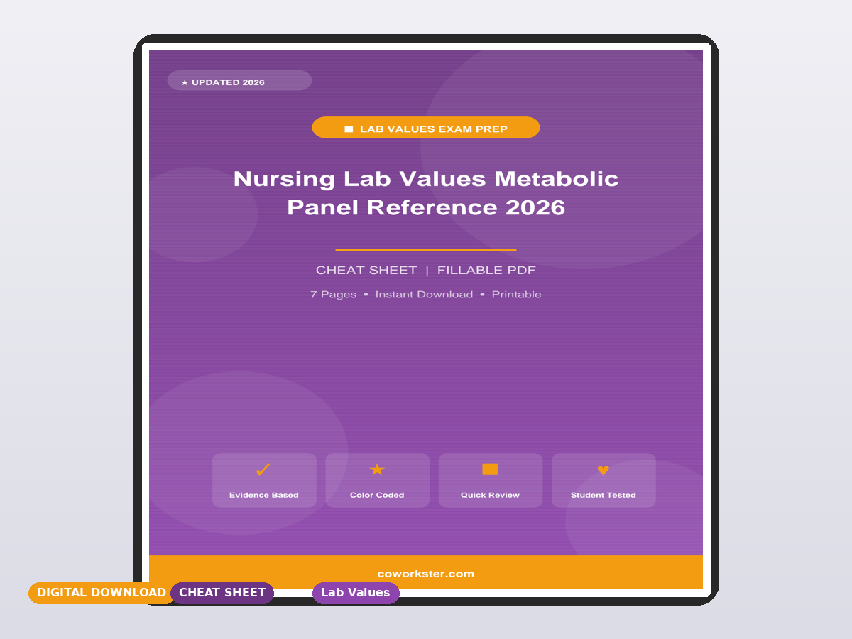 Nursing Lab Values Metabolic Panel Reference 2026