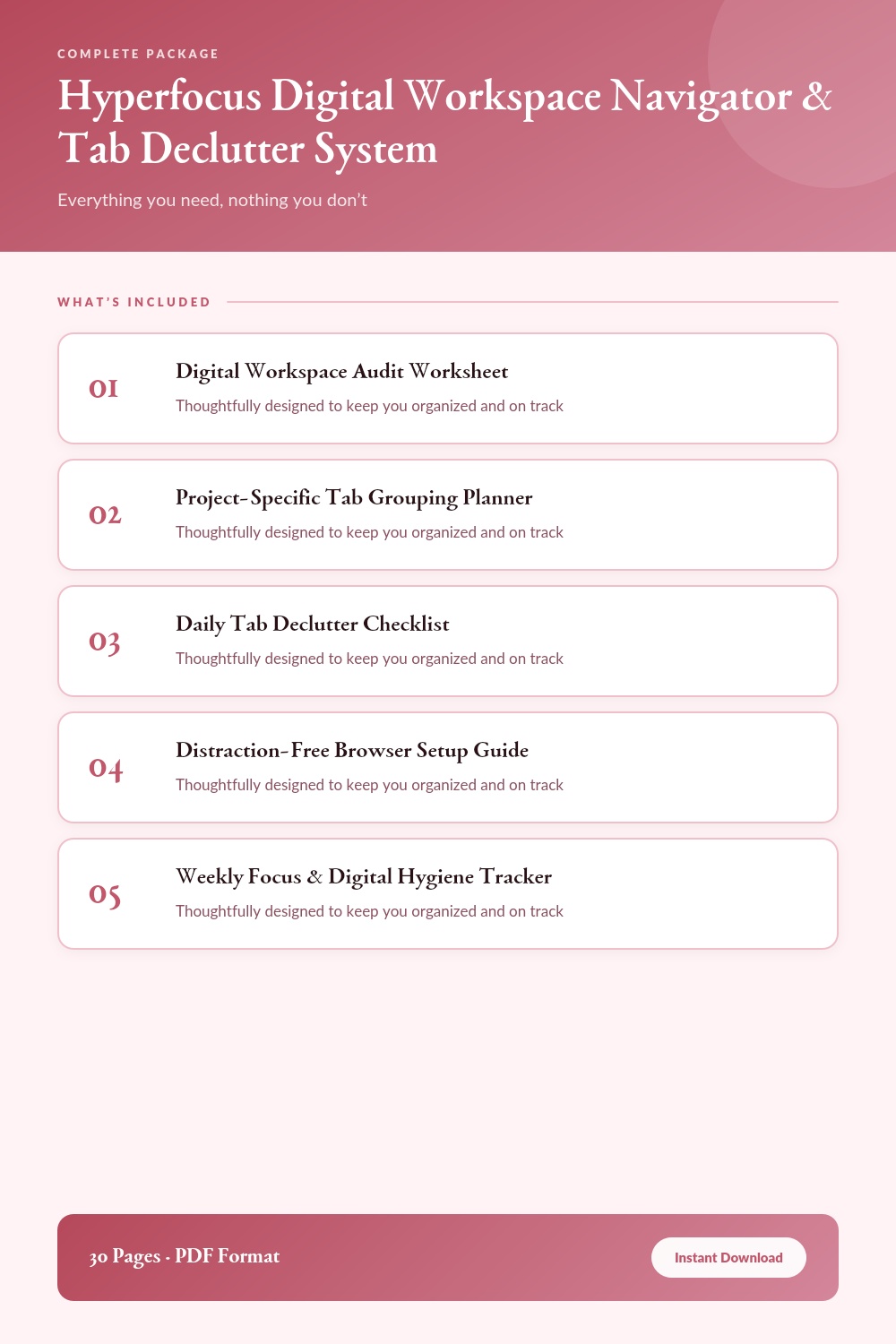 Hyperfocus Digital Workspace Navigator & Tab Declutter System | Productivity Tracker for Students & Professionals - Image 2