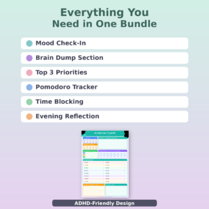 ADHD Planner Bundle 3-Pack – Daily, Weekly & Habit Tracker | Printable PDF for Adults with ADHD