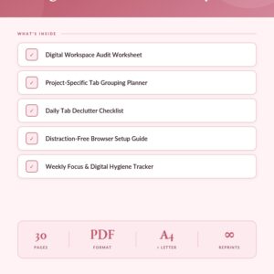 Hyperfocus Digital Workspace Navigator & Tab Declutter System | Productivity Tracker for Students & Professionals