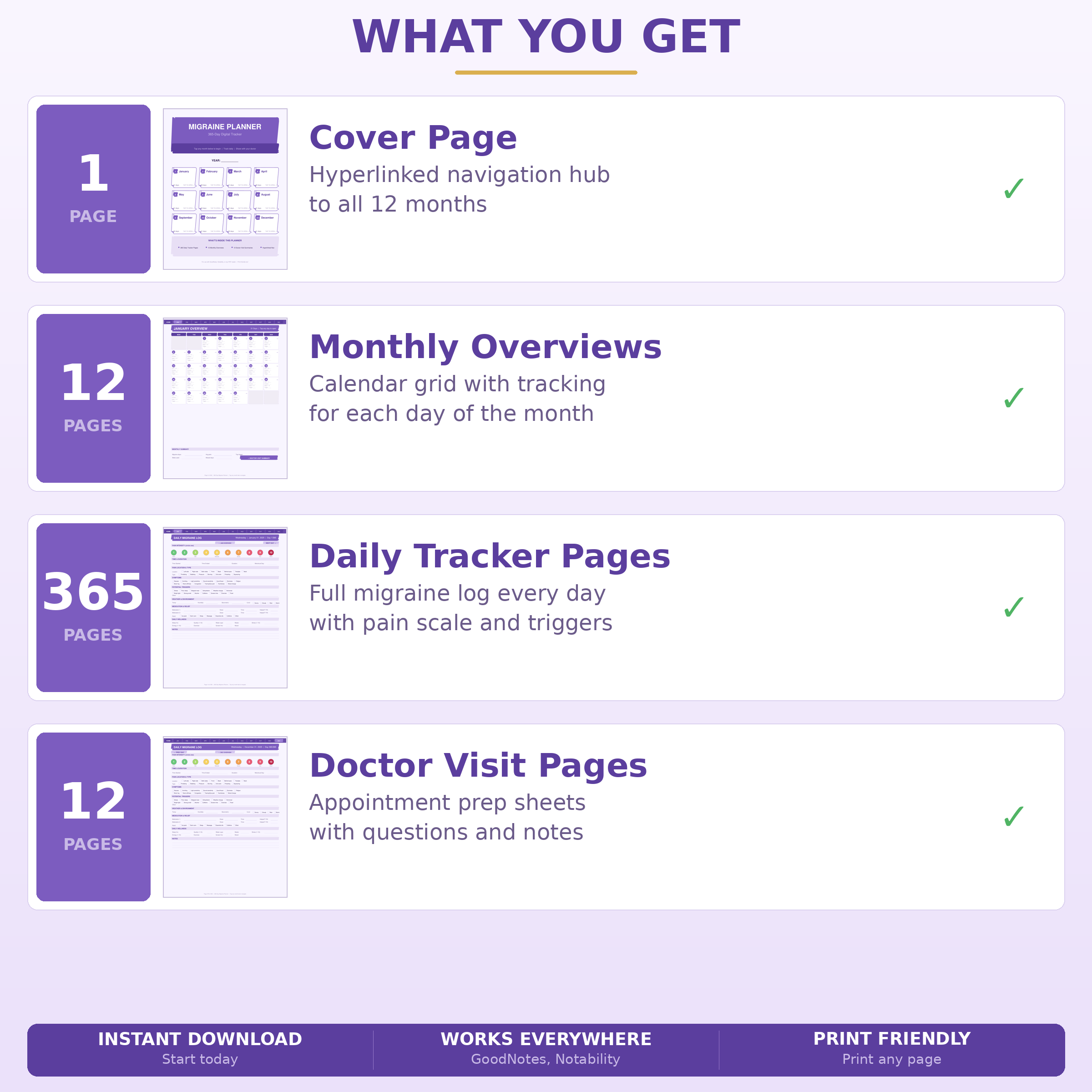 365-Day Migraine & Headache Planner – Digital PDF Tracker with Weather, Triggers & Medication Log - Image 5